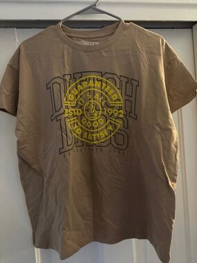 Dutch Bros Taupe Short Sleeve Tee with Yellow Logo